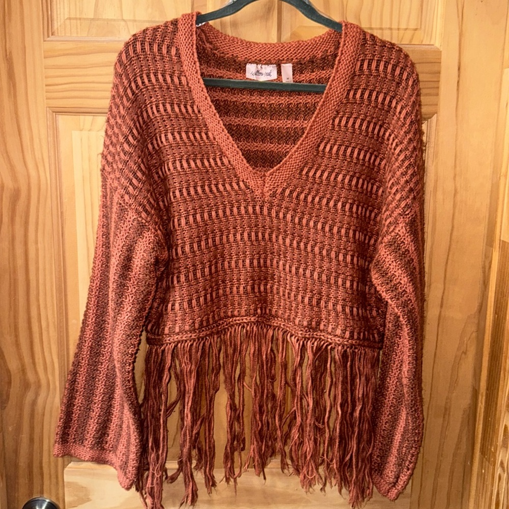Willow & Root Size Medium Fringe Knitted Sweater